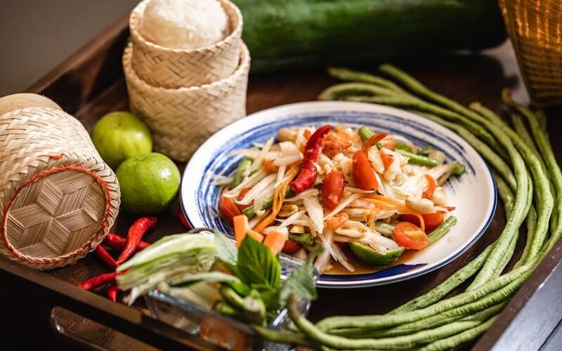Papaya salad - a famous food in Laos