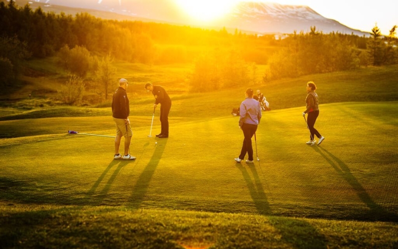 Midnight sun golfing in Iceland
