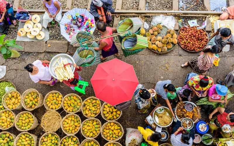 a local market in Myanmar