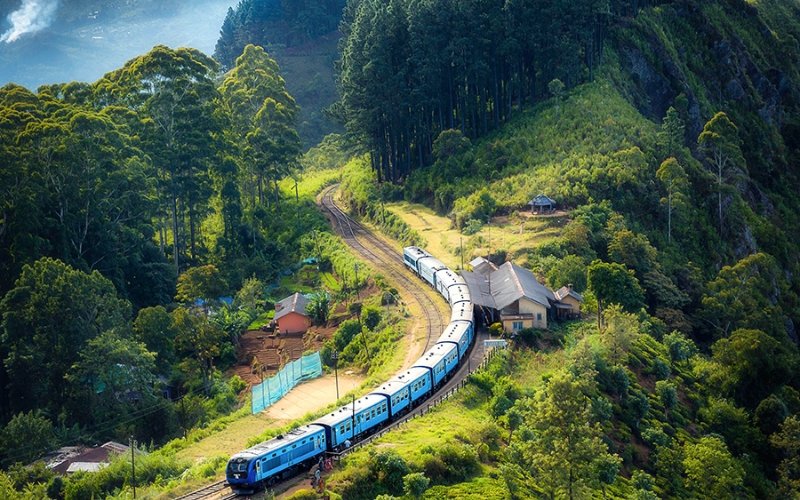 You can take the train to admire the beautiful scenery on the road