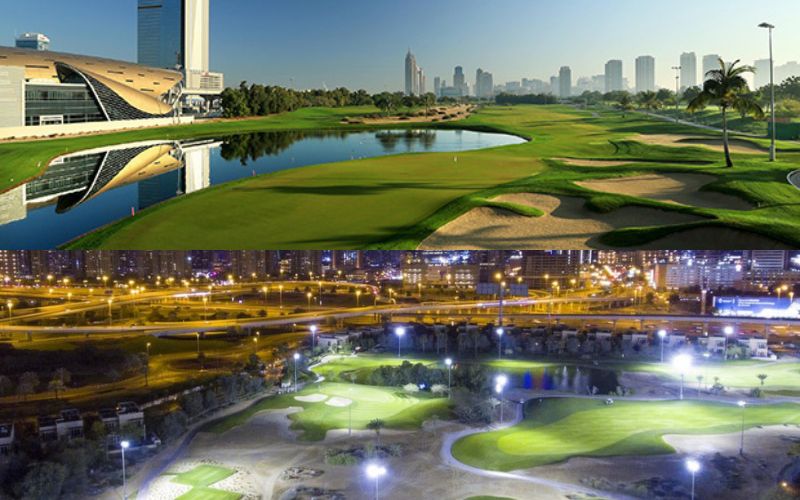 Emirates Golf Club (Dubai): Faldo Course at day and night