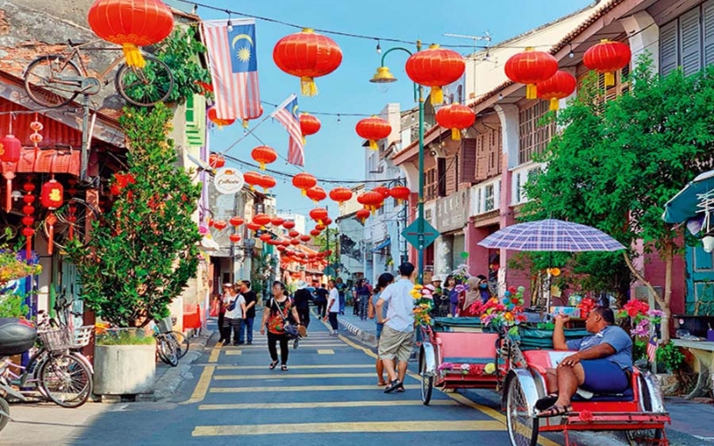 The colorful lantern street in Chinatown