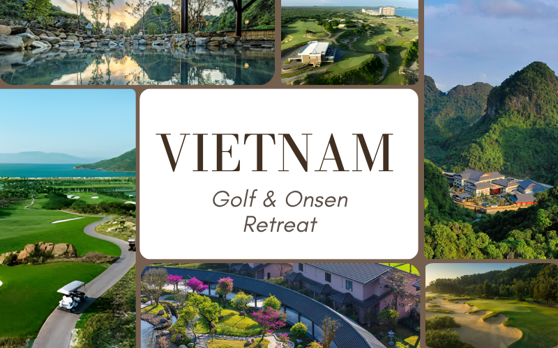 Scenic Vietnam golf and onsen destination showcasing world-class golf courses, natural hot springs, and serene landscapes that blend wellness and sport tourism across the country.